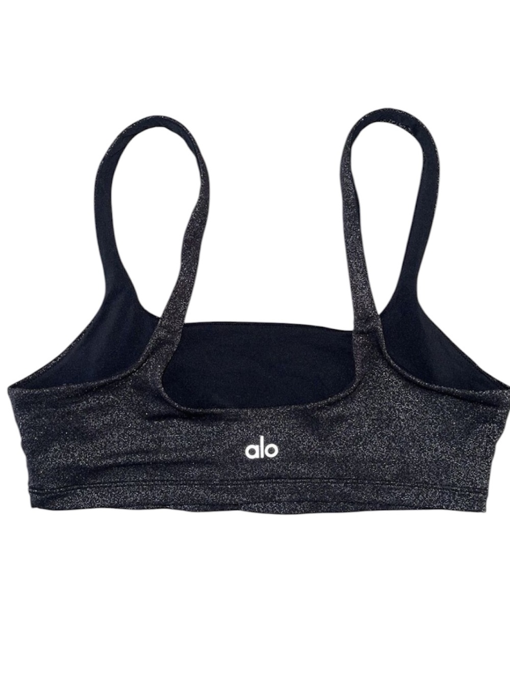 Alo Yoga Black Sports Bra Size S Sparkly Glitter Gym Top Pullover Womens Workout